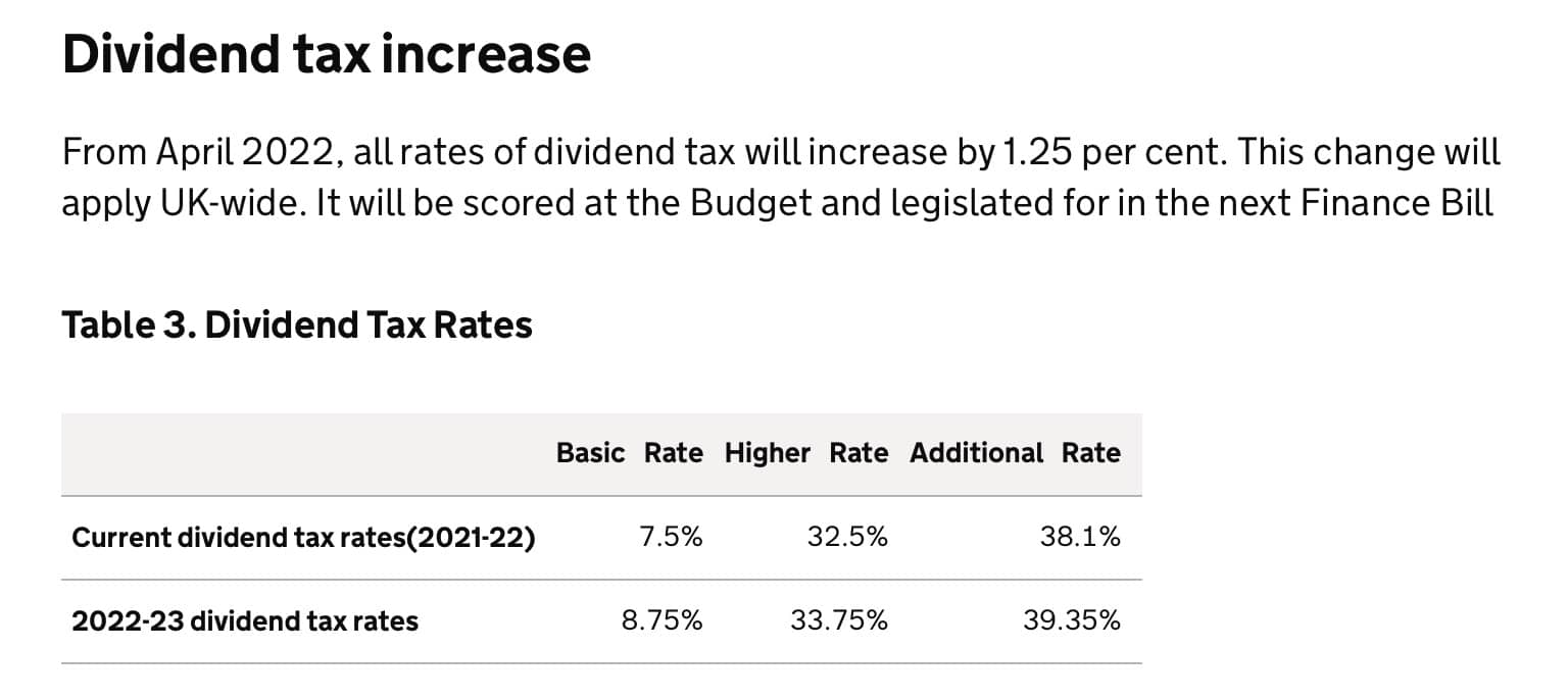 Dividend tax increase